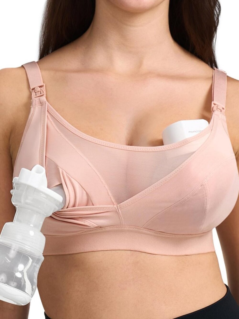 Momcozy Mesh Support Pumping Bra Hands Free Suitable for 36C-44G, Comfortable Pl